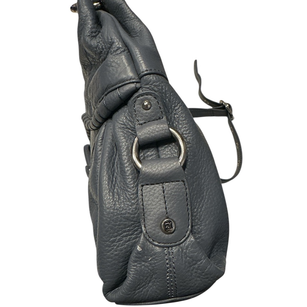 Stone Mountain Elegant periwinkle Blue Leather Shoulder Bag - Picture 3 of 6